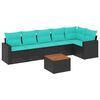vidaXL Set de sof&aacute;s de jard&iacute;n 7 pzas con cojines rat&aacute;n sint&eacute;tico negro
