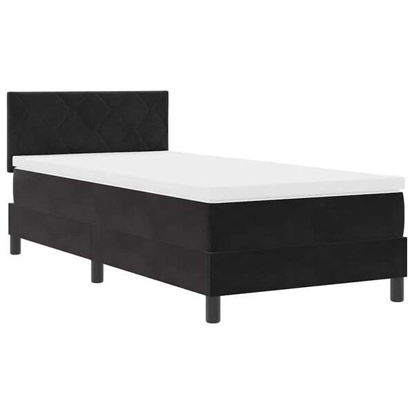 vidaXL Cama Box Spring LED con colch&oacute;n Negro 90 x 190 cm Terciopelo