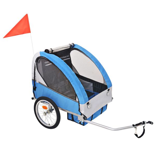 vidaXL Remolque para bicicletas gris y azul 30 kg