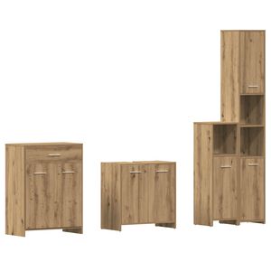 vidaXL Juego de muebles ba&ntilde;o 4 piezas madera ingenier&iacute;a roble artisan