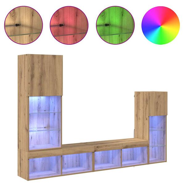 vidaXL Unidades de pared para TV 4 pcs Roble artesanal