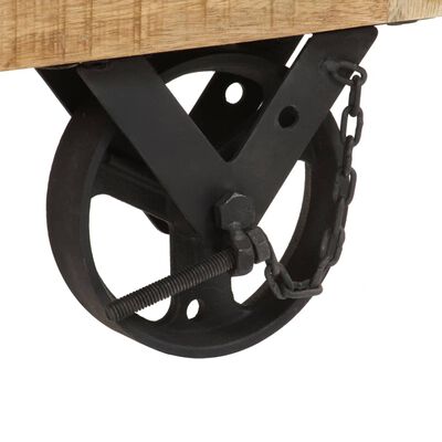 vidaXL Mesa de centro con ruedas madera maciza de mango 110x50x37 cm