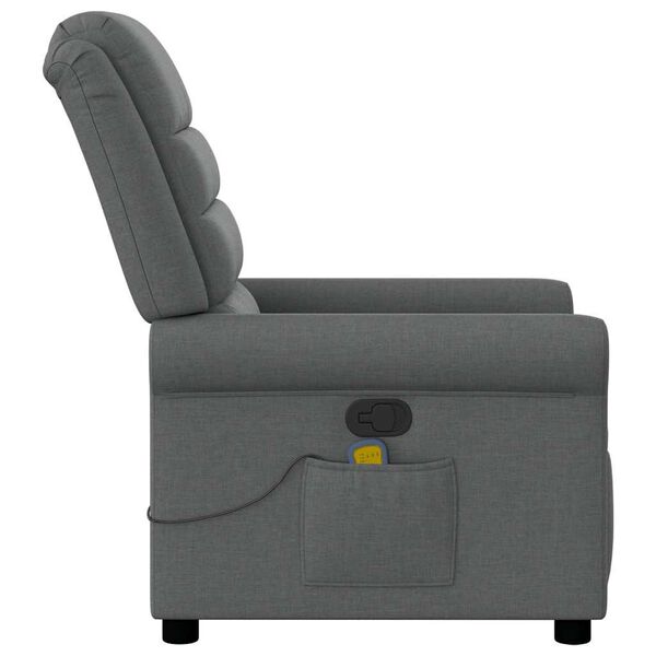 vidaXL Sillón reclinable de masaje de tela gris oscuro