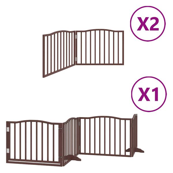 vidaXL Puerta de perros plegable 8 paneles madera &aacute;lamo marr&oacute;n 640 cm