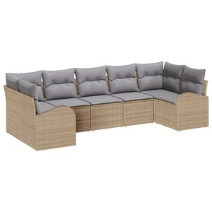 vidaXL Conjunto de sof&aacute;s de jard&iacute;n con coj&iacute;n 7 pcs Beige y Gris Claro