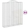 vidaXL Cestas de gaviones 4 uds forma de arco hierro 200x50x220/240 cm