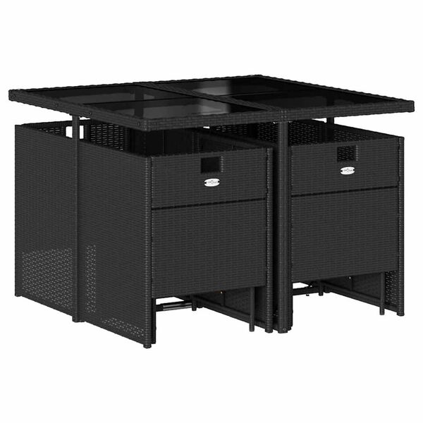 vidaXL Set de comedor de jard&iacute;n 9 pzas y cojines rat&aacute;n sint&eacute;tico negro