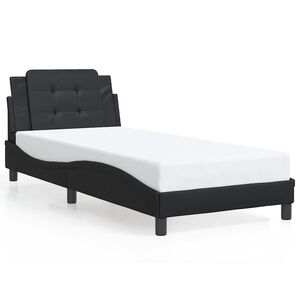 vidaXL Estructura de cama sin colch&oacute;n Zadar cuero sint&eacute;tico negro 100x203 cm