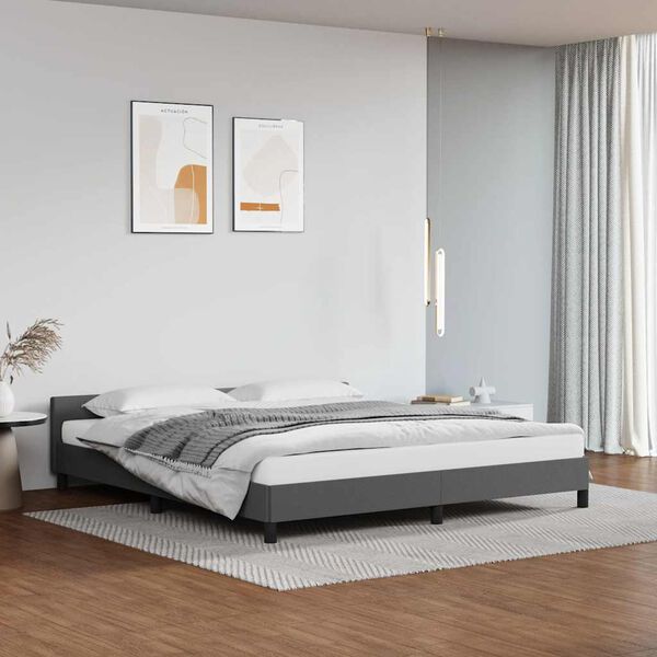 vidaXL Estructura de cama con cabecero sin colchón gris 180x200 cm