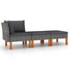 vidaXL Set muebles de jard&iacute;n 3 pzas rat&aacute;n sint&eacute;tico madera eucalipto