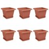 vidaXL Macetas 6 pcs Rojo Ladrillo 20 x 20 x 16 cm Pl&aacute;stico