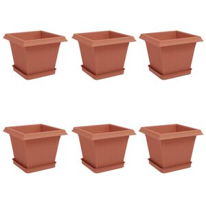 vidaXL Macetas 6 uds. Rojo Ladrillo Pl&aacute;stico