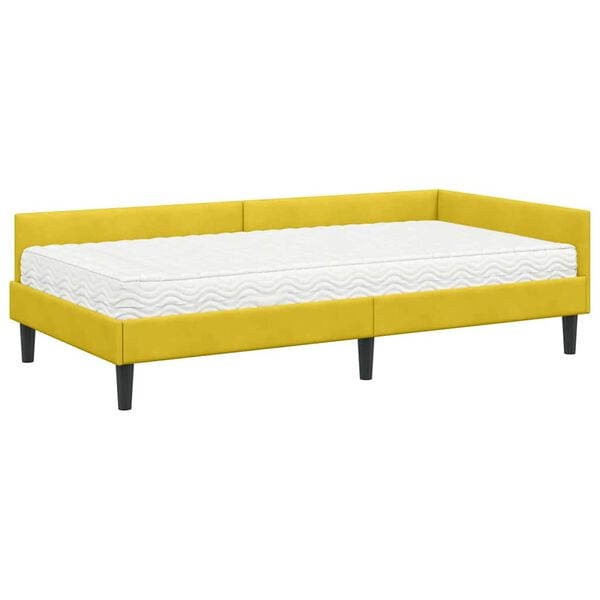 vidaXL Estructura de Cama Esquina con Colch&oacute;n Otro 2 pcs Amarillo