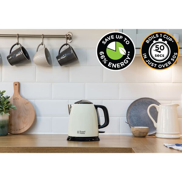 Russell Hobbs Minihervidor de agua Colours Plus+ color crema