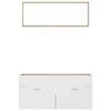 vidaXL Set de muebles de ba&ntilde;o 2 pzas madera contrachapada blanco roble