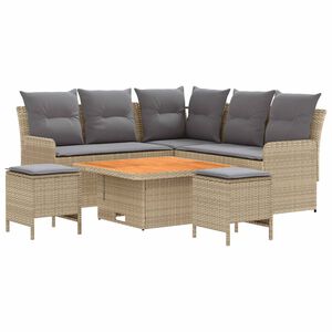 vidaXL Juegos de muebles 6 pcs Beige y Gris Claro Rat&aacute;n sint&eacute;tico