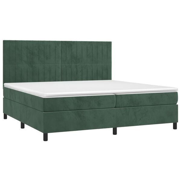 vidaXL Cama box spring con colch&oacute;n terciopelo verde oscuro 200x200 cm