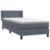 vidaXL Cama box spring con colch&oacute;n terciopelo gris oscuro 80x220 cm