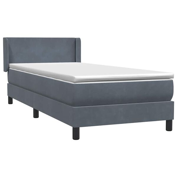vidaXL Cama box spring con colch&oacute;n terciopelo gris oscuro 80x220 cm