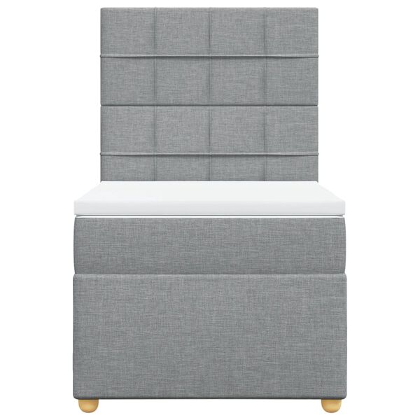 vidaXL Cama box spring con colch&oacute;n tela gris claro 90x200 cm