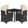 vidaXL Set de muebles jard&iacute;n 5 pzas con cojines rat&aacute;n sint&eacute;tico negro