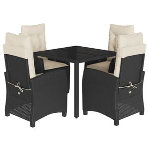 vidaXL Set de muebles jard&iacute;n 5 pzas con cojines rat&aacute;n sint&eacute;tico negro