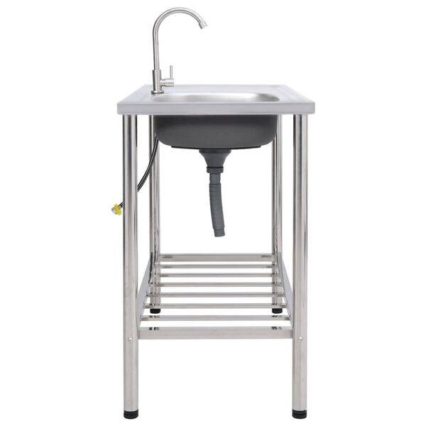 vidaXL Fregadero de camping de un seno y grifo acero inoxidable