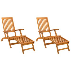 vidaXL Recliner y tumbona plegable 2 uds. Madera de Acacia S&oacute;lida