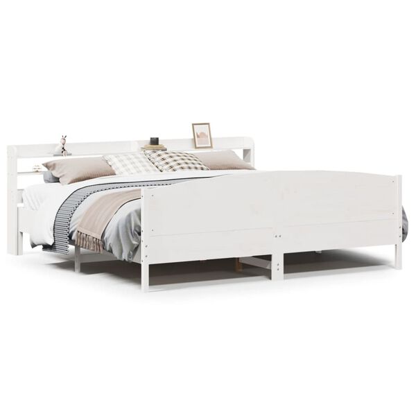 vidaXL Estructura de cama sin colch&oacute;n madera maciza blanca 200x200 cm
