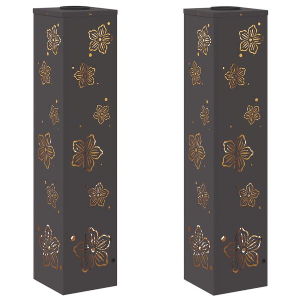 vidaXL Luz de camino LED solar 2 pcs Negro Acero laminado en fr&iacute;o