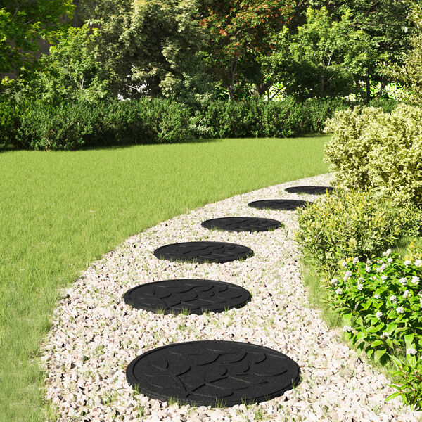 vidaXL Piedra decorativa 6 pcs Negro &Oslash; 44 x 2 cm Goma