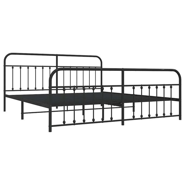 vidaXL Estructura cama sin colch&oacute;n con estribo metal negro 200x200 cm