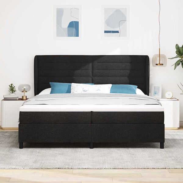 vidaXL Cama tipo Box Spring con colch&oacute;n Negro 200 x 200 cm tela