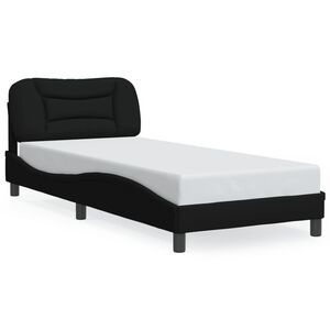 vidaXL Estructura de cama con LED sin colch&oacute;n Hvar tela negro 90x190 cm