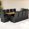 vidaXL Set de comedor jard&iacute;n 11 pzas con cojines rat&aacute;n sint&eacute;tico negro