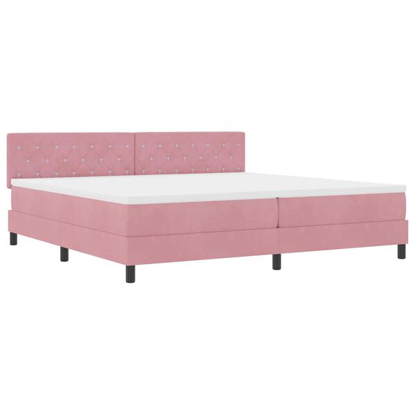 vidaXL Cama tipo Box Spring con colch&oacute;n Rosa 200 x 200 cm Terciopelo