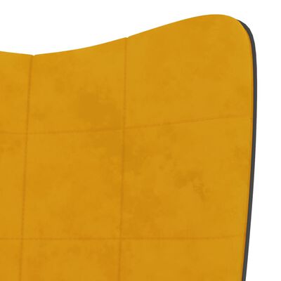 vidaXL Silla de relajación reposapiés terciopelo PVC amarillo mostaza