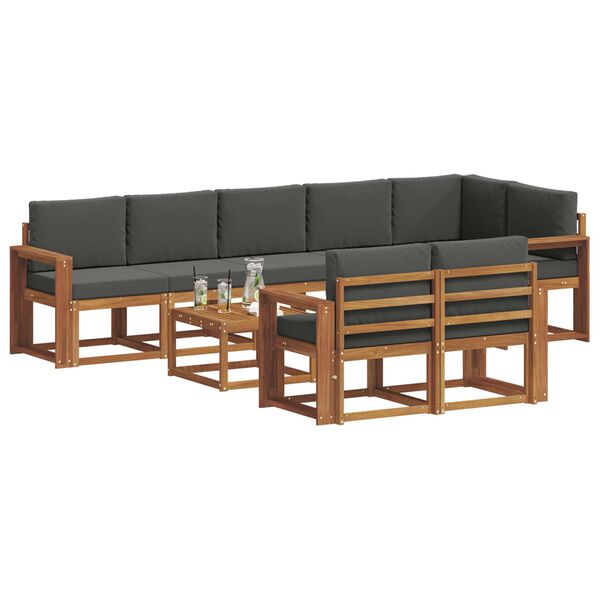 vidaXL Conjunto de sof&aacute;s de exterior 9 pcs Natural y Antracita