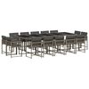 vidaXL Set comedor de jard&iacute;n con cojines 15 pzas rat&aacute;n sint&eacute;tico gris