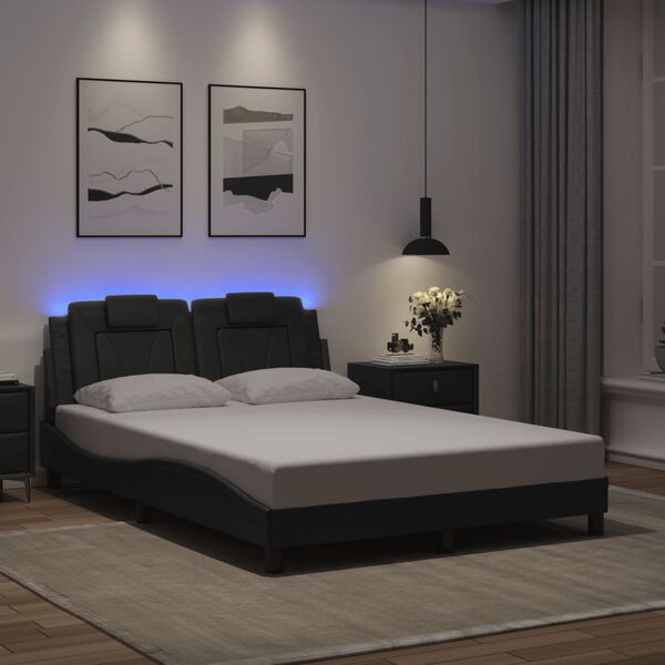 vidaXL Estructura de cama Viana con LED sin colch&oacute;n gris 140x200 cm