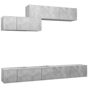 vidaXL Set muebles de sal&oacute;n TV 6 pzas madera ingenier&iacute;a gris hormig&oacute;n