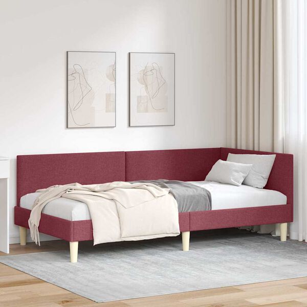 vidaXL Estructura de cama en esquina Rojo vino 100 cm x 200 cm