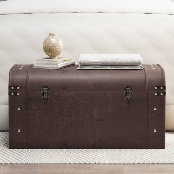 vidaXL Cofre con pestillos contrachapada marr&oacute;n 79,5x39,5x39,5 cm