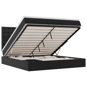 vidaXL Estructura cama otomana colch&oacute;n cuero sint&eacute;tico negro 180x200cm