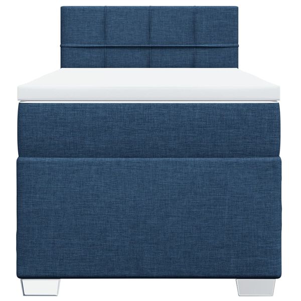 vidaXL Cama box spring con colch&oacute;n tela azul 90x200 cm