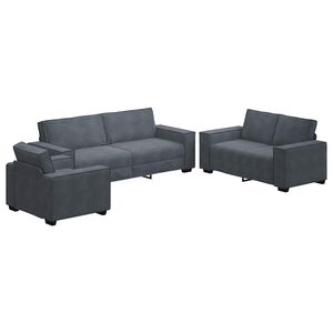 vidaXL Juego de sof&aacute;s con cojines 3 piezas terciopelo gris oscuro
