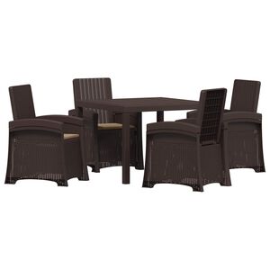 vidaXL Conjunto de Comedor de Jard&iacute;n 5 uds. Marr&oacute;n y Topo PP