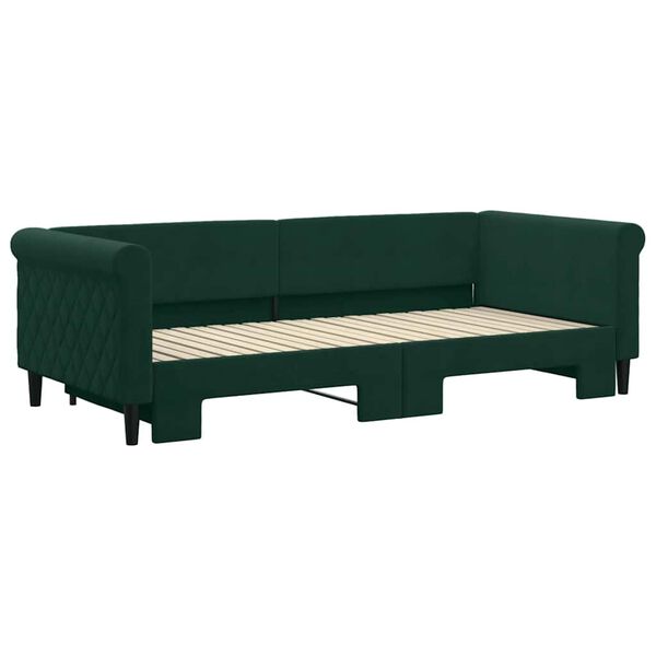 vidaXL Sof&aacute; cama nido terciopelo verde oscuro 90x200 cm