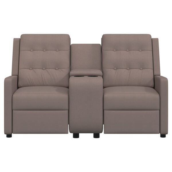 vidaXL Sillón de masaje reclinable 2 plazas con portavasos gris taupe