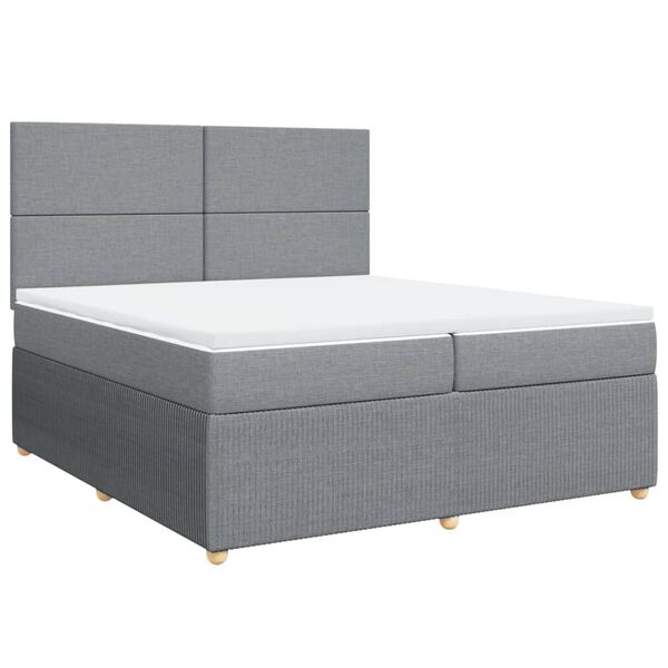 vidaXL Cama box spring con colch&oacute;n tela gris claro 200x200 cm